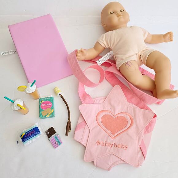 American Girl Bitty Baby Doll, Backpack and Accessories Lot Read - Picture 1 of 12